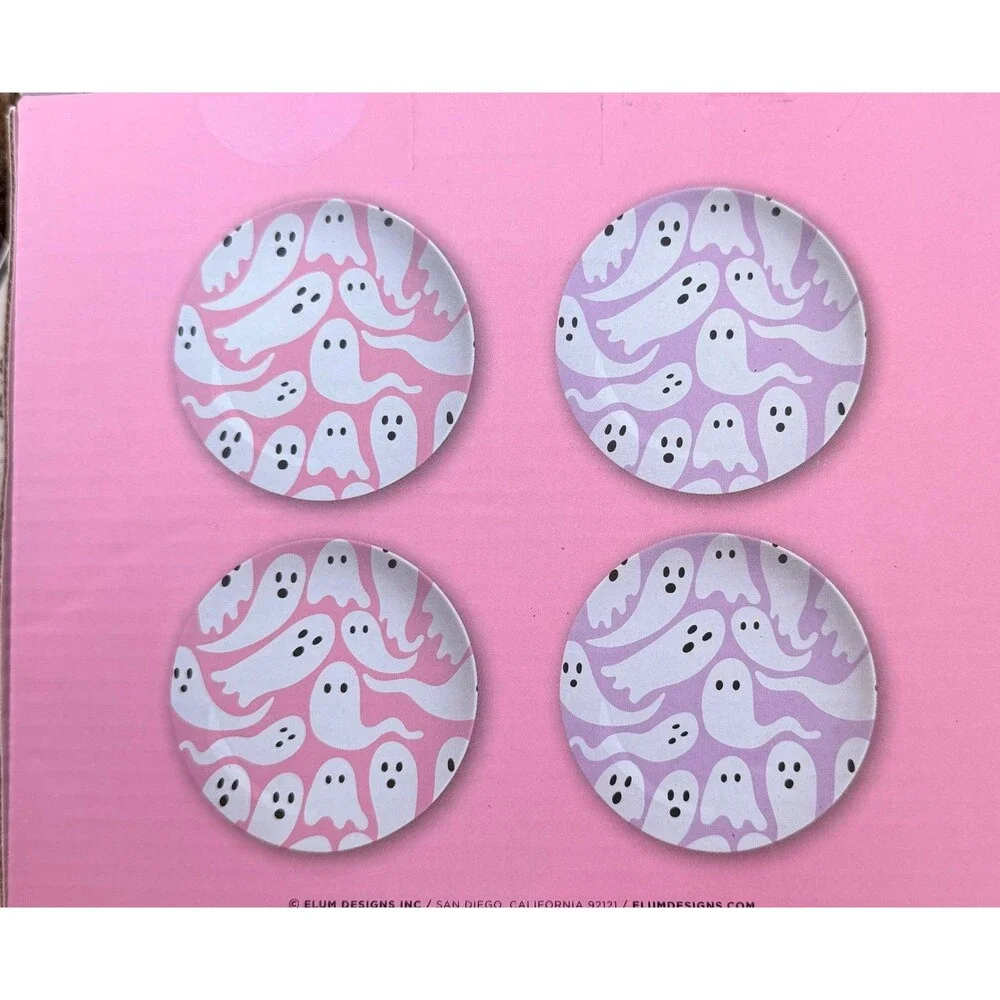 New Elum Home Pink & purple Ghost Halloween Appetizer Plates ghosts
